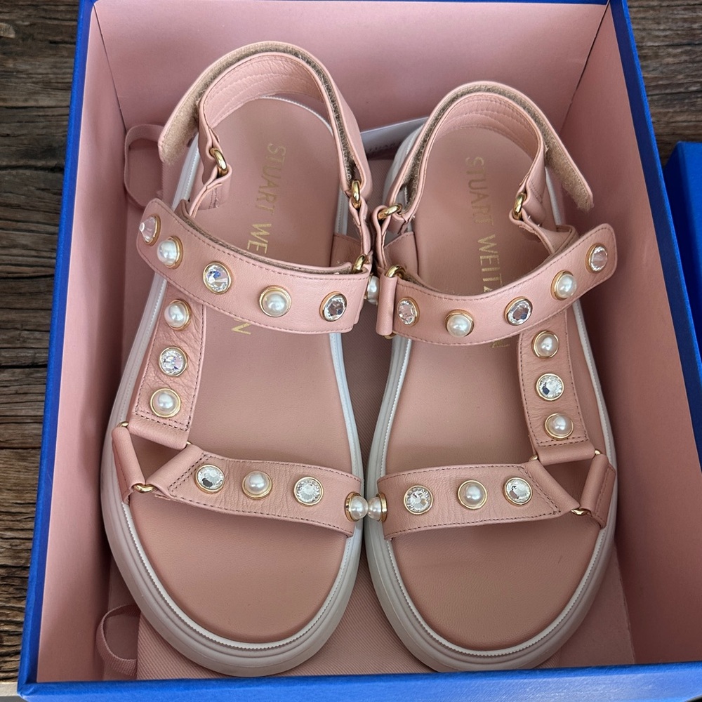 Stuart Weitzman Blush Embellished Sandals